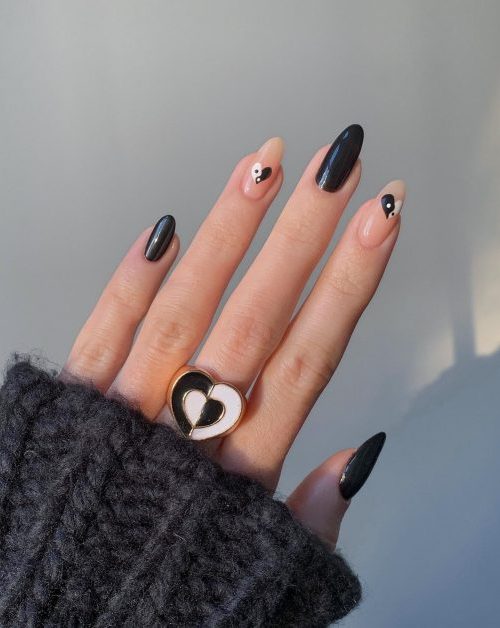 uñas san valentin negras