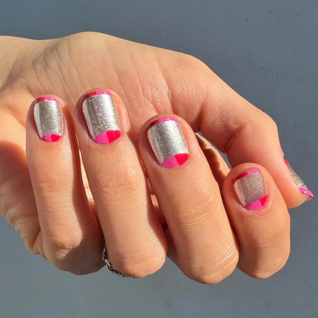 uñas san valentin cromadas rosa