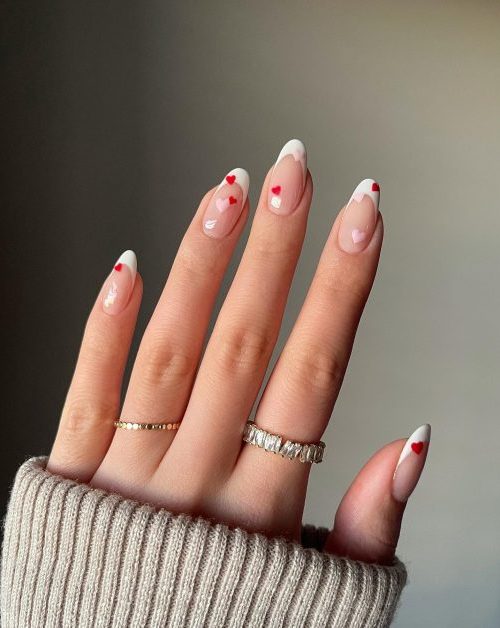 uñas corazones san valentin manicura francesa