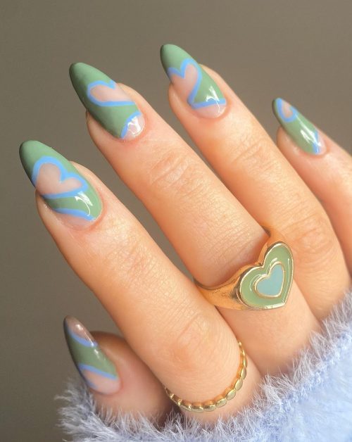 uñas almendra san valentin